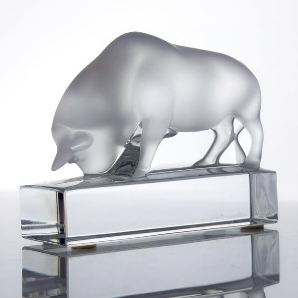 Lalique Lalique Crystal Bull Paperweight - Sculpture ClassyTea