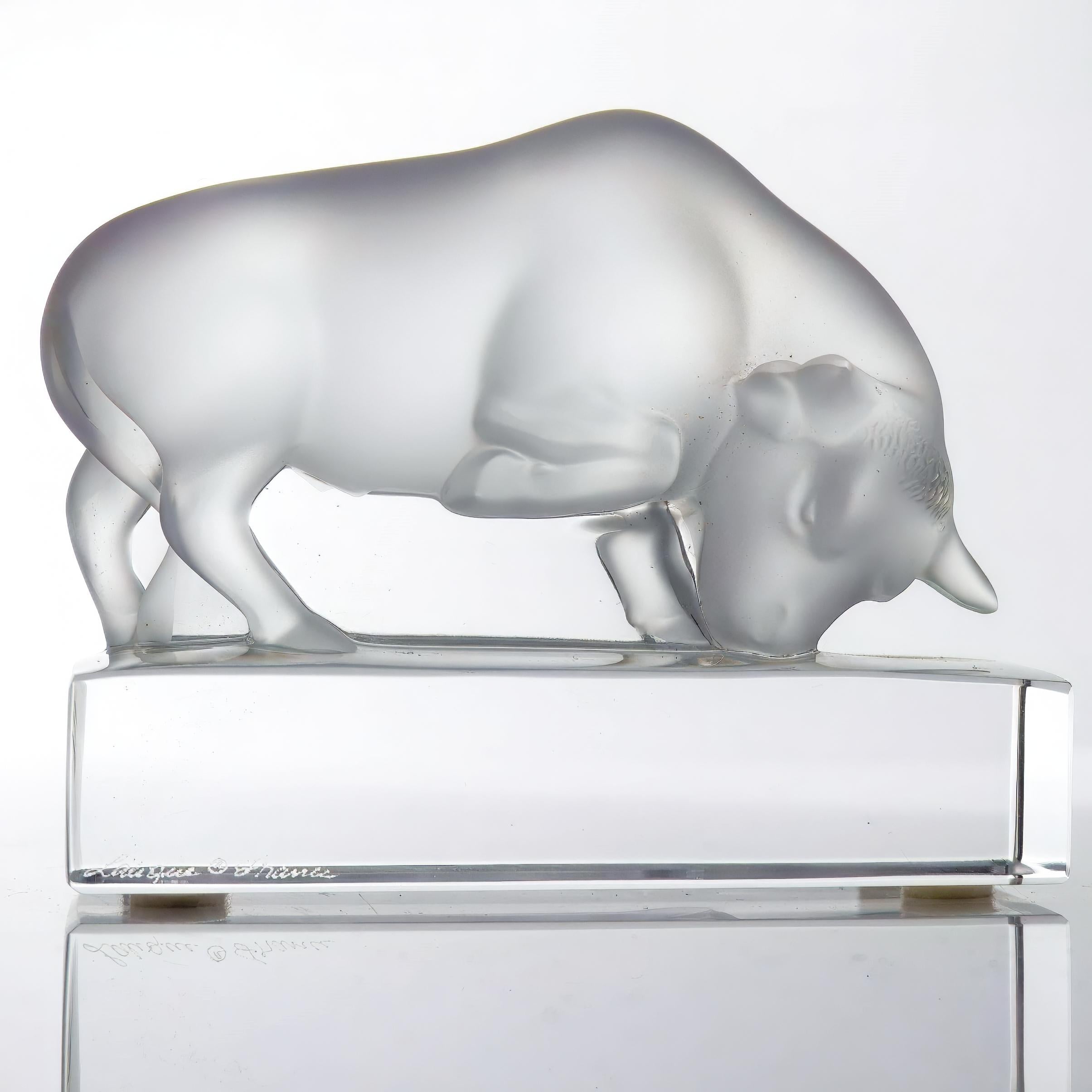Lalique Lalique Crystal Bull Paperweight - Sculpture ClassyTea