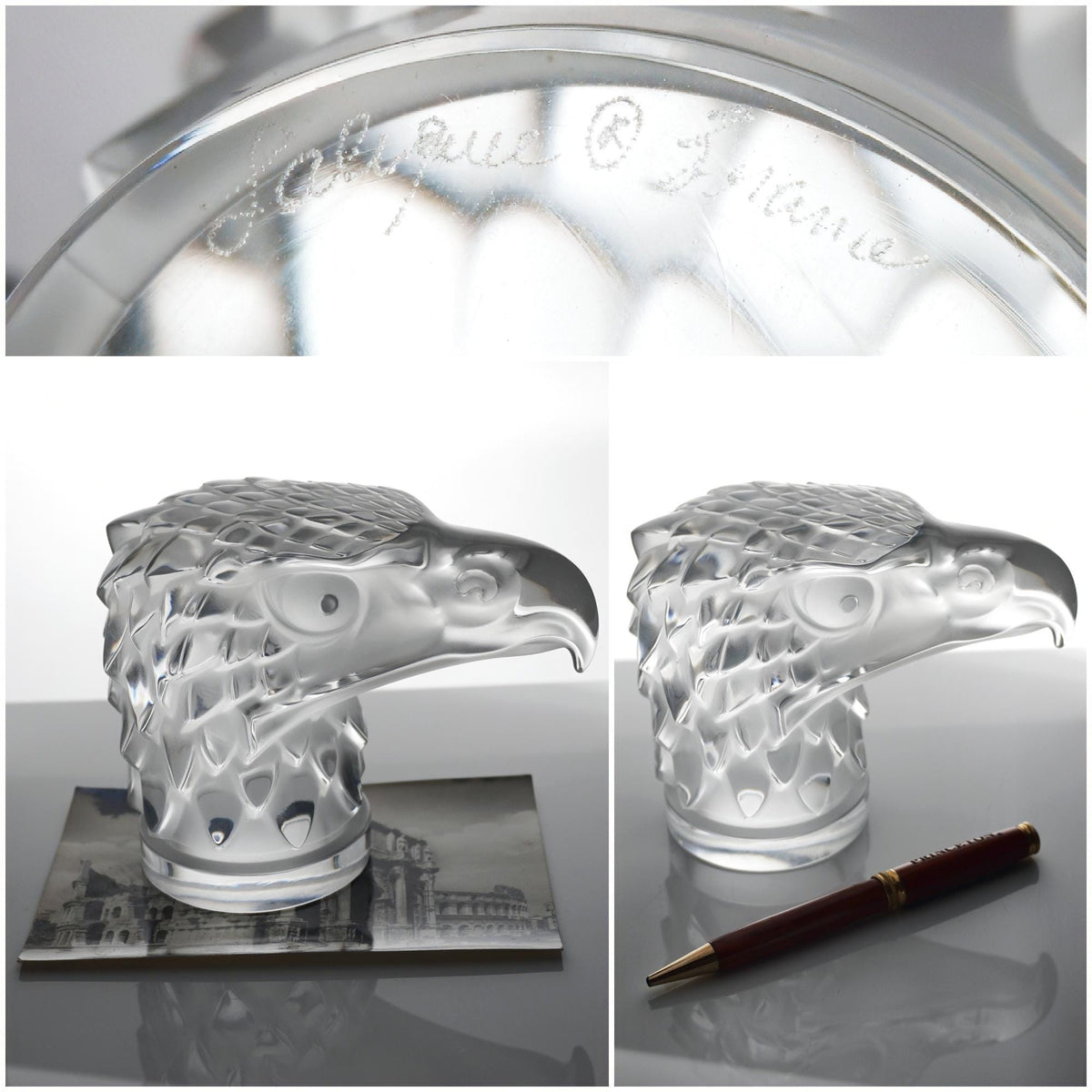 Lalique Lalique "Tête d'Aigle (Eagle Head)" Crystal Eagle Paperweight - Sculpture ClassyTea