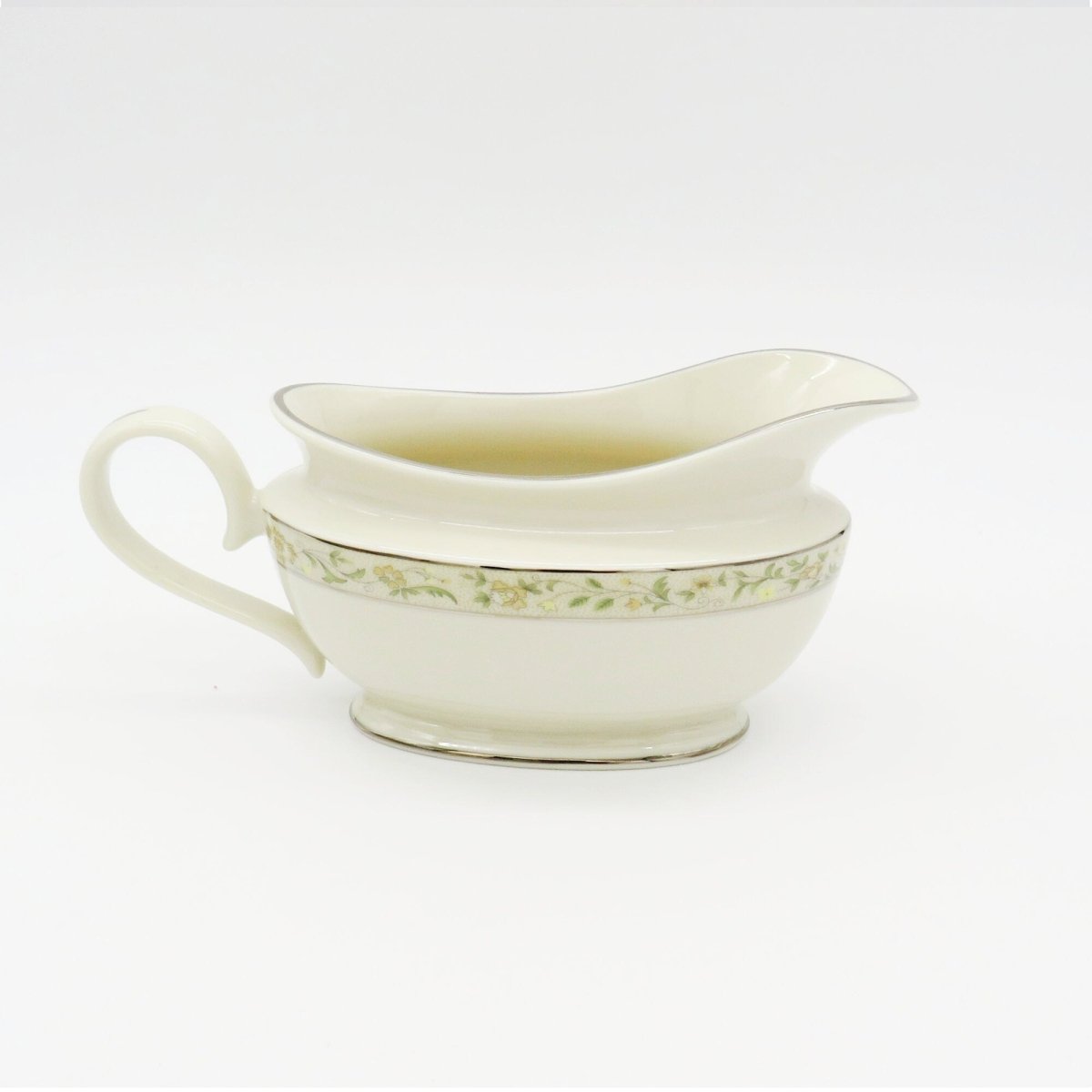 Lenox China Set for 8 LENOX Springdale Platinum Trim 5 Piece Place Setting, Yellow Flowers, Green Leaves | Wedding Present 42 Piece Dinnerware - China Set ClassyTea