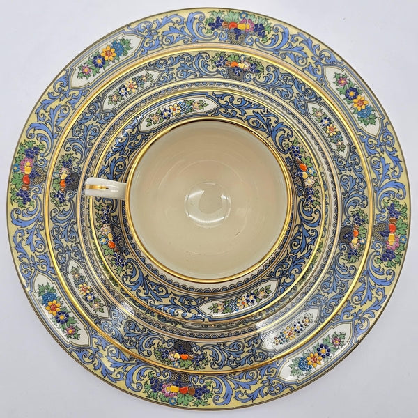Lenox Lenox Autumn Fine China Set for 8 with 22kt Gold Trim | 40 Piece Set | Presidential Collection Blue Scrolls, Fruit | (Gold Back - Stamp) - China Set ClassyTea