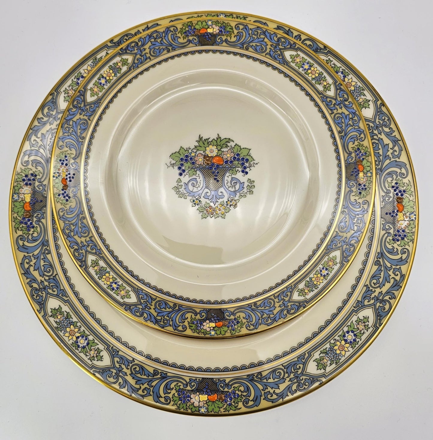 Lenox Lenox Autumn Fine China Set for 8 with 22kt Gold Trim | 40 Piece Set | Presidential Collection Blue Scrolls, Fruit Made in USA - China Set ClassyTea