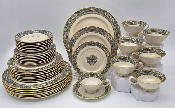 Lenox Lenox Autumn Fine China Set for 8 with 22kt Gold Trim | 40 Piece Set | Presidential Collection Blue Scrolls, Fruit Made in USA - China Set ClassyTea