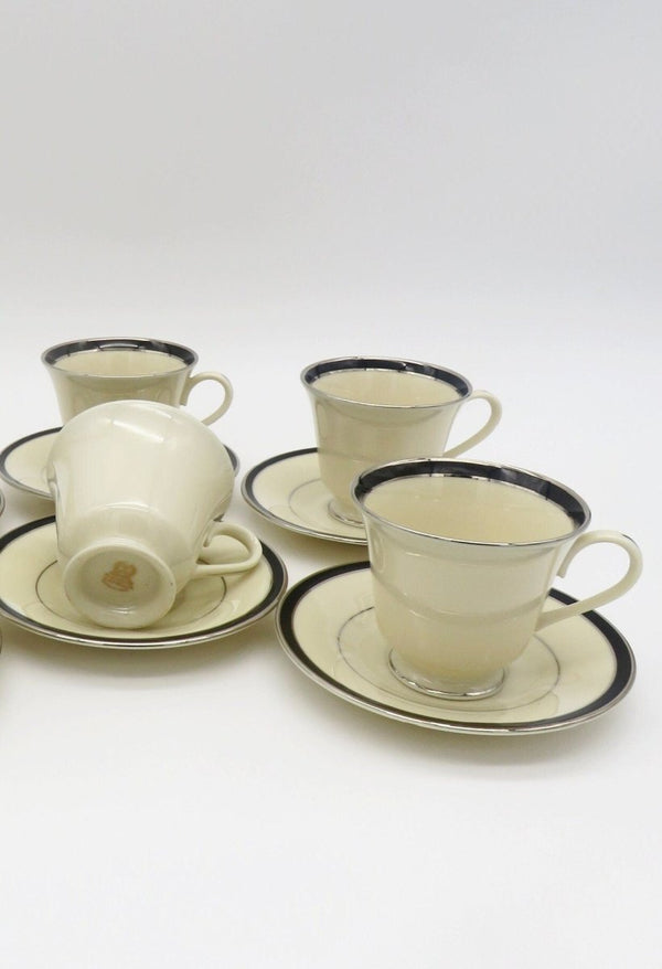 Lenox Lenox Black Royale (Service for 4) | Cosmopolitan Luxury Dinnerware Cosmopolitan, Black Band, Platinum Rings, Vintage Fine China Set - China Set ClassyTea