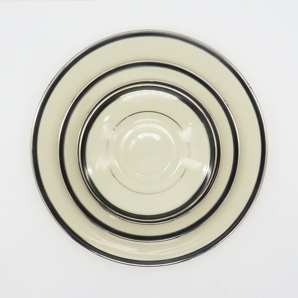 Lenox Lenox Black Royale (Service for 4) | Cosmopolitan Luxury Dinnerware Cosmopolitan, Black Band, Platinum Rings, Vintage Fine China Set - China Set ClassyTea