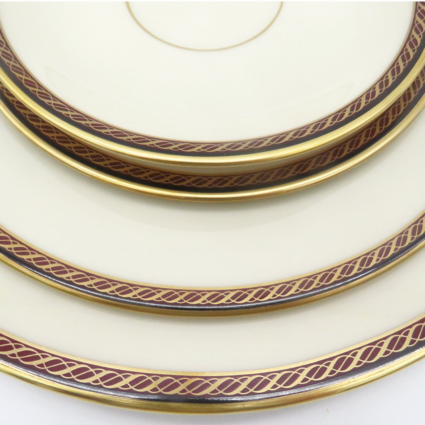 Lenox Lenox Monroe Presidential Collection (Service for 2) | Fine China Set Luxury Dinnerware Maroon Band Gold Lines Vintage Luxury Dinnerware - China Set ClassyTea