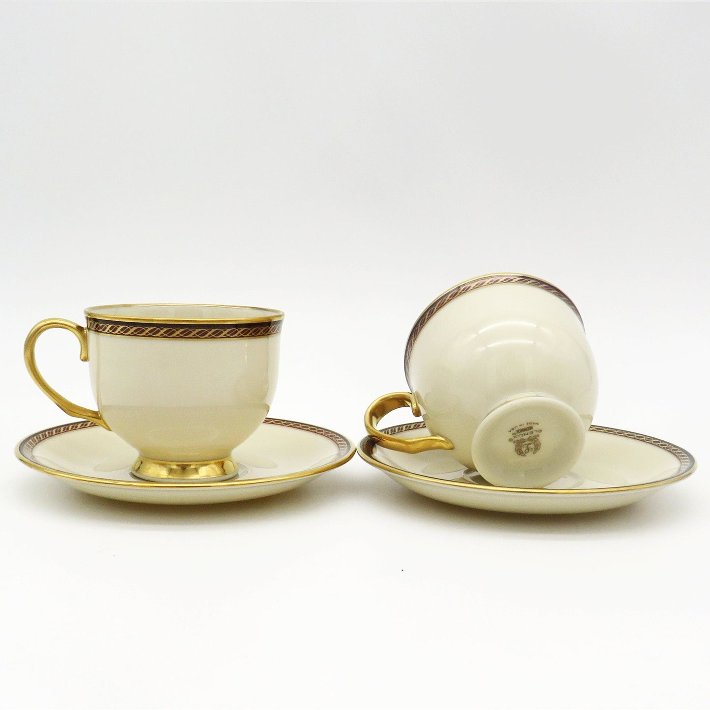 Lenox Lenox Monroe Presidential Collection (Service for 2) | Fine China Set Luxury Dinnerware Maroon Band Gold Lines Vintage Luxury Dinnerware - China Set ClassyTea
