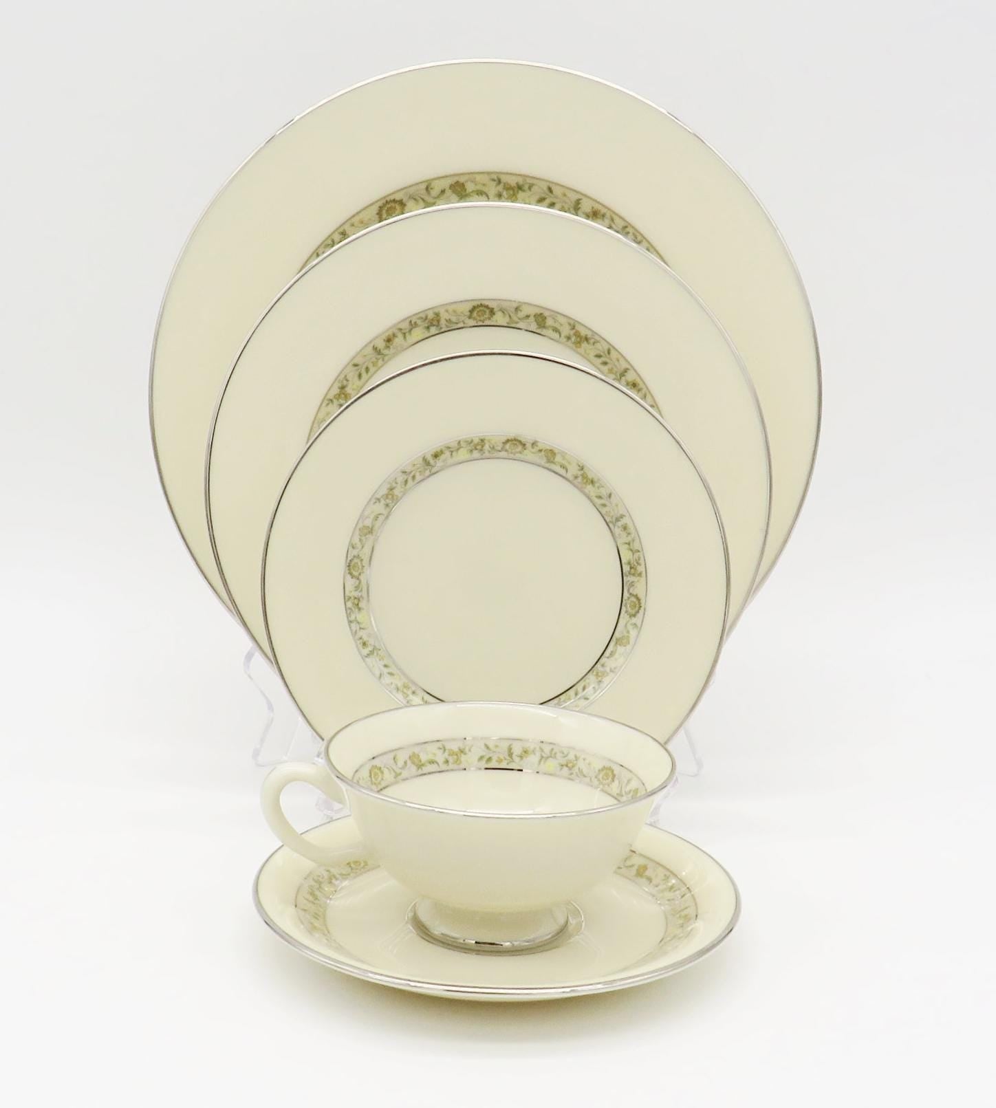 Lenox Lenox Springdale Vintage dinnerware set 40 piece platinum trim wedding gift anniversary gift for daughter wedding gift cream made in USA - China Set ClassyTea