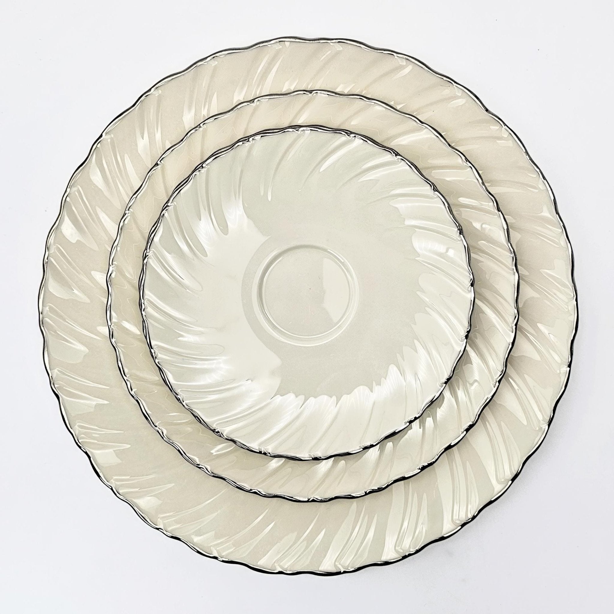 Lenox Lenox Weatherly China Set for 8 1960s Dinnerware Vintage Mid - Century Wedding Tableware Vintage Dinning Set Quiet Luxury Platinum Cream - China Set ClassyTea