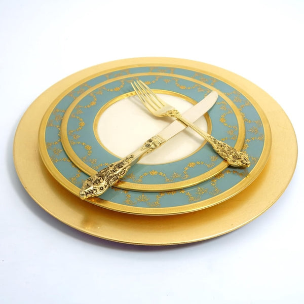 Lenox Lenox Westport Vintage China Set for 8 Guests 24kt Gold Gilded Antique Dinnerware Set Sage Green and Gold Dinner Plates Teacups Teal Celadon - China Set ClassyTea
