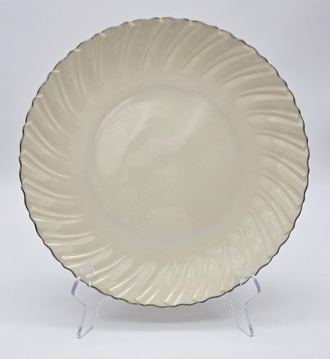 Lenox Lenox Weatherly 12" Chop Plate (Round Platter) - Vintage Fine China Swirled Cream with Platinum Trim, Thanksgiving Dinnerware, Discontinued - Circular Serving Platter ClassyTea