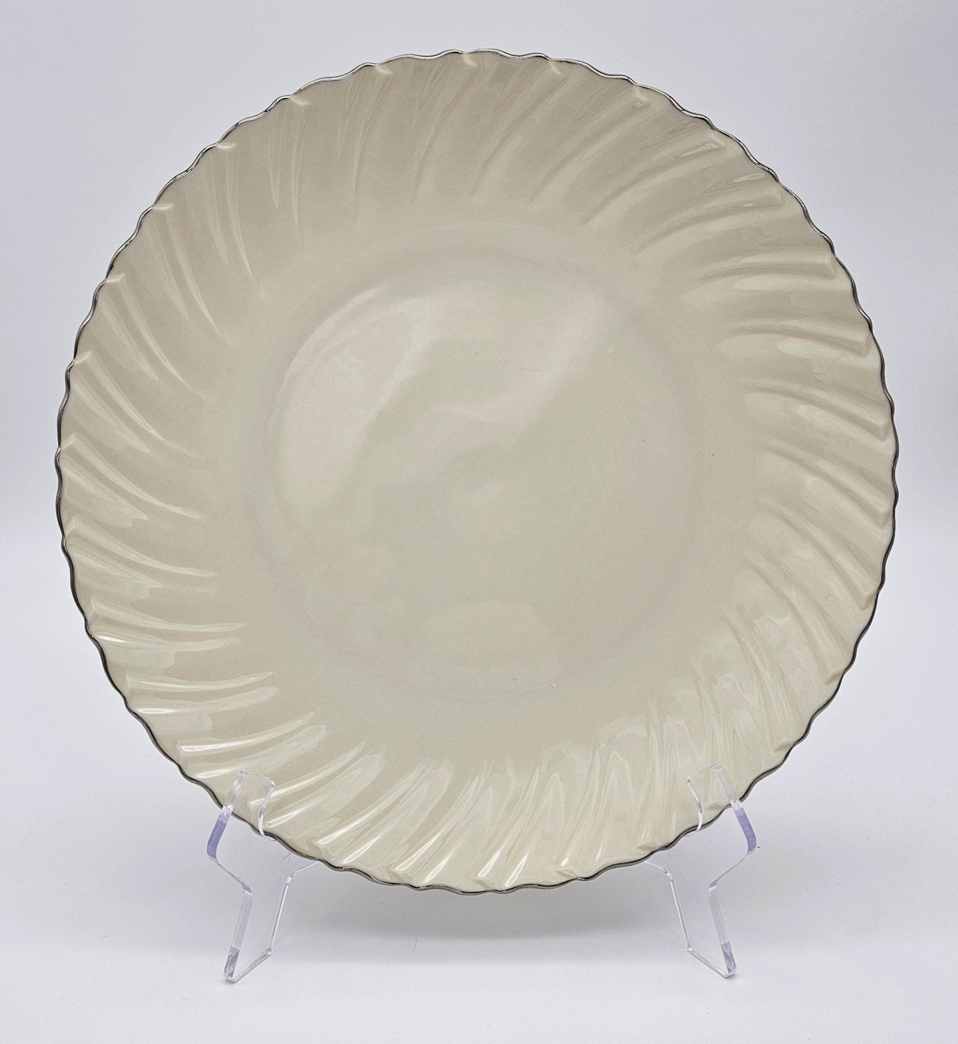 Lenox Lenox Weatherly 12" Chop Plate (Round Platter) - Vintage Fine China Swirled Cream with Platinum Trim, Thanksgiving Dinnerware, Discontinued - Circular Serving Platter ClassyTea