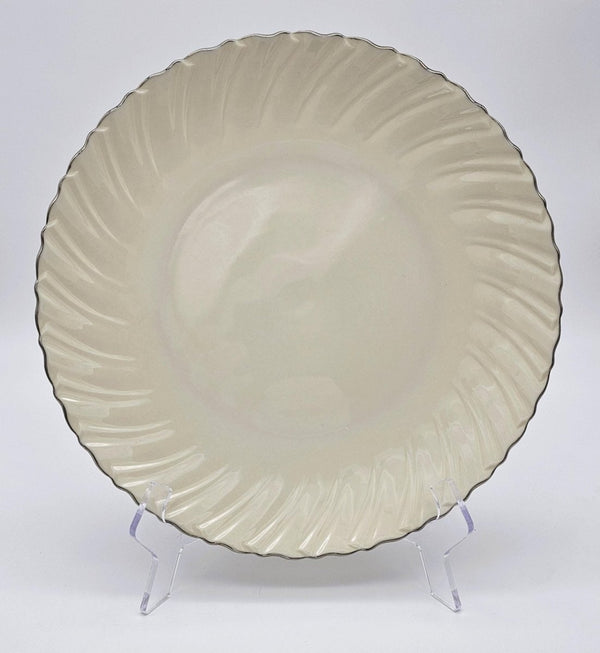 Lenox Lenox Weatherly 12" Chop Plate (Round Platter) - Vintage Fine China Swirled Cream with Platinum Trim, Thanksgiving Dinnerware, Discontinued - Circular Serving Platter ClassyTea
