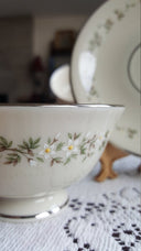 Lenox Set for 8 LENOX Brookdale Cup and Saucer Fine China Luxury Dinnerware White/Yellow Flowers On Rim Platinum Trim Wedding Gift | Thanksgiving - Cups & Saucers ClassyTea