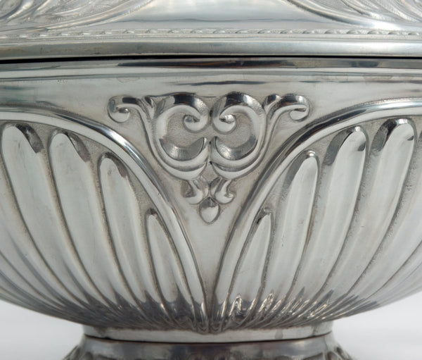 Lenox Pewter Soup Tureen w/ Ladle Set | Lenox Butlers Pantry Vintage Serving Bowl Brushed Silver Aluminum Sauce Victorian Punch USA Presidential - Metal Tureen ClassyTea