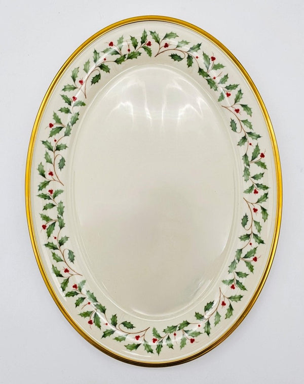 Lenox Lenox Holiday Oval Serving Platter (1974) | Bone China - Oval Serving Platter ClassyTea