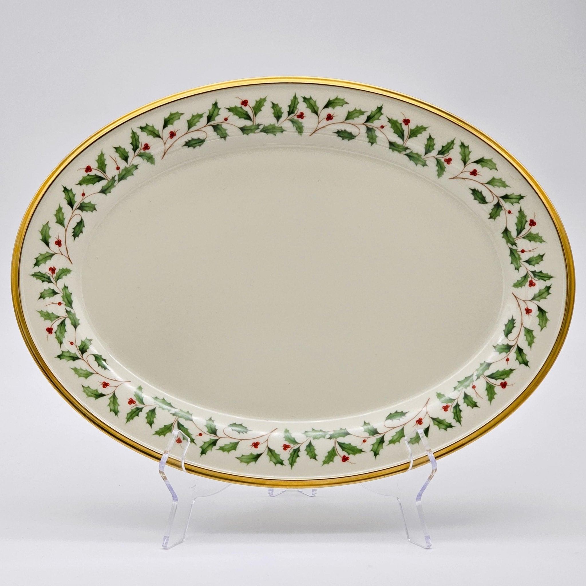 Lenox Lenox Holiday Oval Serving Platter (1974) | Bone China - Oval Serving Platter ClassyTea