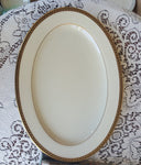 Lenox Lenox Tyler 15" Oval Serving Tray, Cream with Black Band Gold Ropes Gold Trim Luxury Dinnerware China Set - Oval Serving Platter ClassyTea