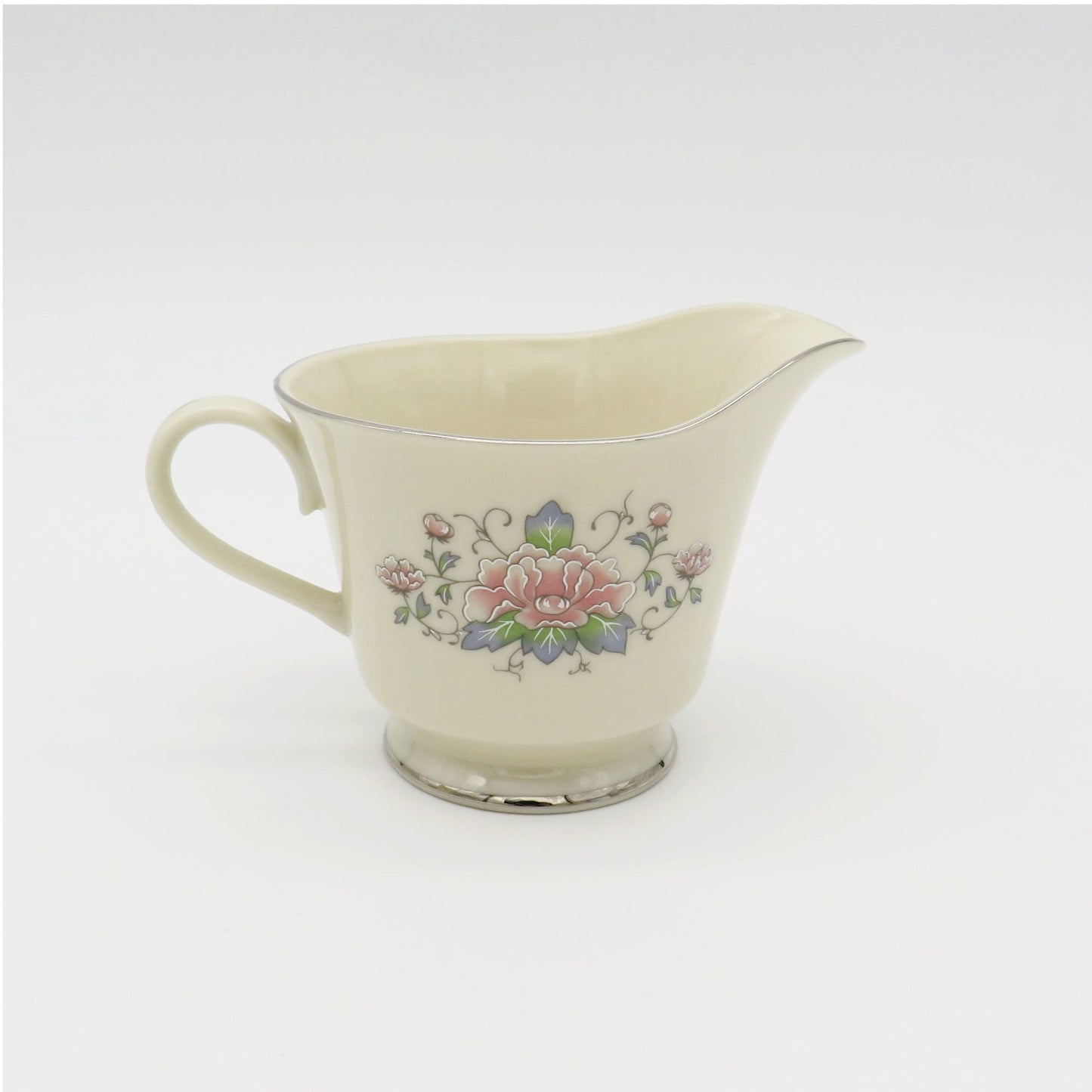 Lenox Lenox Charleston Coffee/Tea Set for 6 Guests| Coffee Pot, Cups, Sugar, and Creamer | Floral Pink Rose Peonies, Cream Color | Platinum Trim - Tea Set ClassyTea