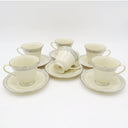 Lenox Lenox Charleston Coffee/Tea Set for 6 Guests| Coffee Pot, Cups, Sugar, and Creamer | Floral Pink Rose Peonies, Cream Color | Platinum Trim - Tea Set ClassyTea