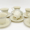 Lenox Lenox Charleston Coffee/Tea Set for 6 Guests| Coffee Pot, Cups, Sugar, and Creamer | Floral Pink Rose Peonies, Cream Color | Platinum Trim - Tea Set ClassyTea