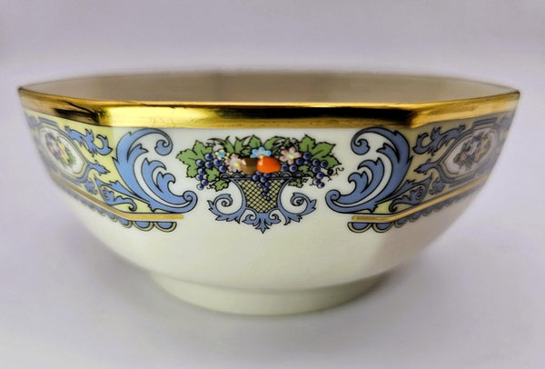 Lenox Lenox Autumn (Gold Back - Stamp) Presidential Collection | 5" Octagonal Vegetable Bowl | Fine China | Blue Scrolls, Fruit and Gold - Vegetable Bowl ClassyTea