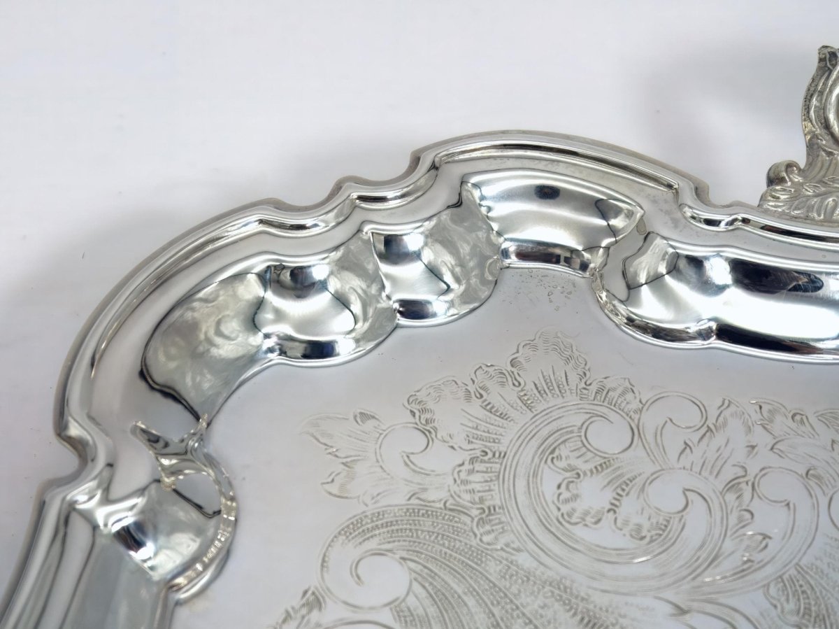 Leonard Extra Large Silver Plate Platter 24" | Ornate Serving Tray Rococo Coffee Table Tray Vintage Leonard Baroque Silverplate Display Piece 1960s - Silverplated Serving Platter ClassyTea