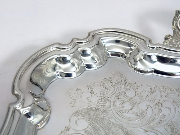 Leonard Extra Large Silver Plate Platter 24" | Ornate Serving Tray Rococo Coffee Table Tray Vintage Leonard Baroque Silverplate Display Piece 1960s - Silverplated Serving Platter ClassyTea