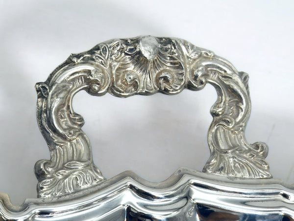 Leonard Extra Large Silver Plate Platter 24" | Ornate Serving Tray Rococo Coffee Table Tray Vintage Leonard Baroque Silverplate Display Piece 1960s - Silverplated Serving Platter ClassyTea