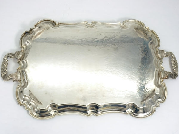 Leonard Extra Large Silver Plate Platter 24" | Ornate Serving Tray Rococo Coffee Table Tray Vintage Leonard Baroque Silverplate Display Piece 1960s - Silverplated Serving Platter ClassyTea