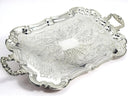 Leonard Extra Large Silver Plate Platter 24" | Ornate Serving Tray Rococo Coffee Table Tray Vintage Leonard Baroque Silverplate Display Piece 1960s - Silverplated Serving Platter ClassyTea