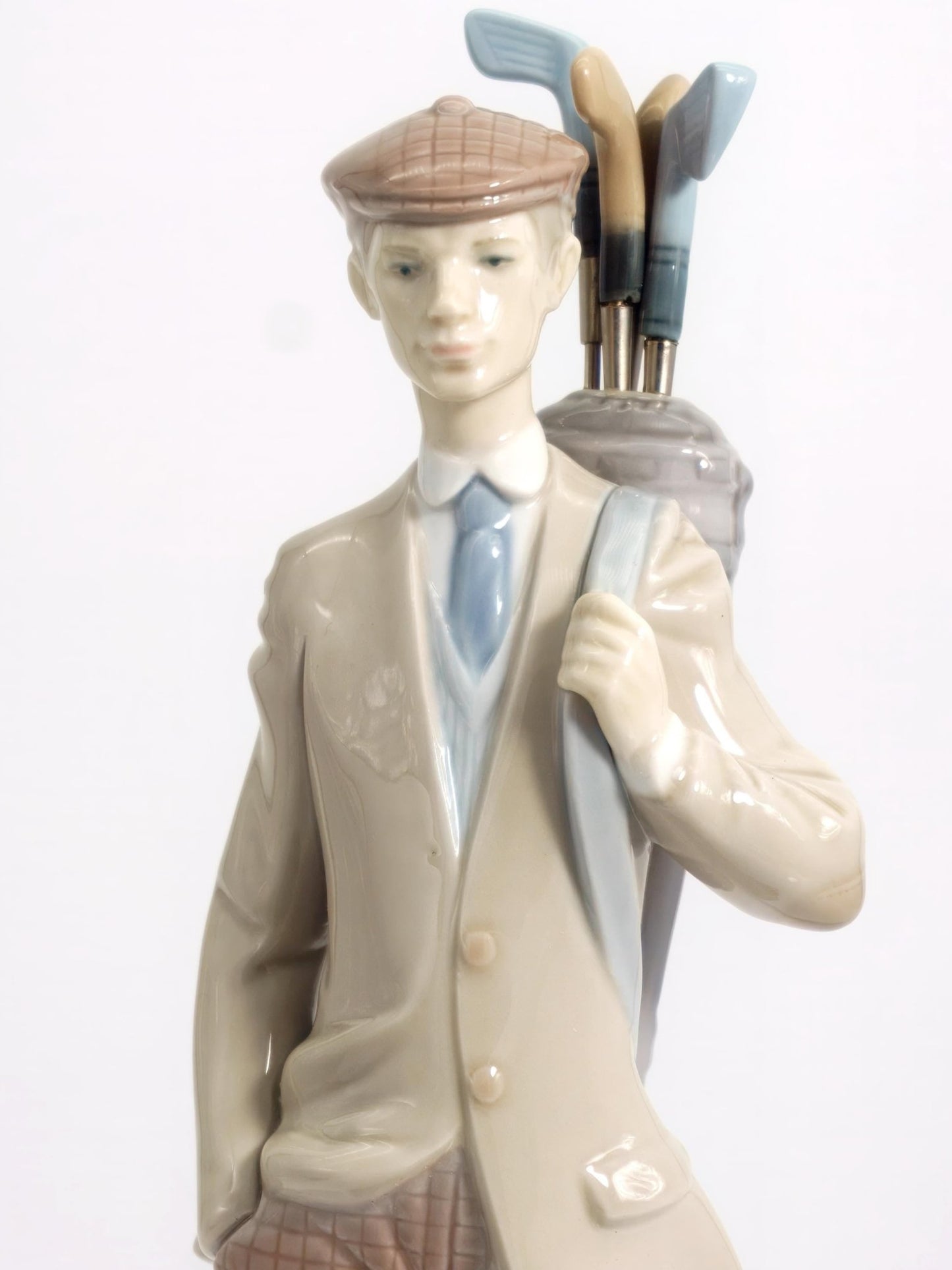Lladro Large Golfer Porcelain Figurine | Lladro Waiting To Tee Off 5301 Fathers Day Gift for Dad Gift for Golfer Desk Decor Ralph Lauren Husband - Porcelain Figurine ClassyTea