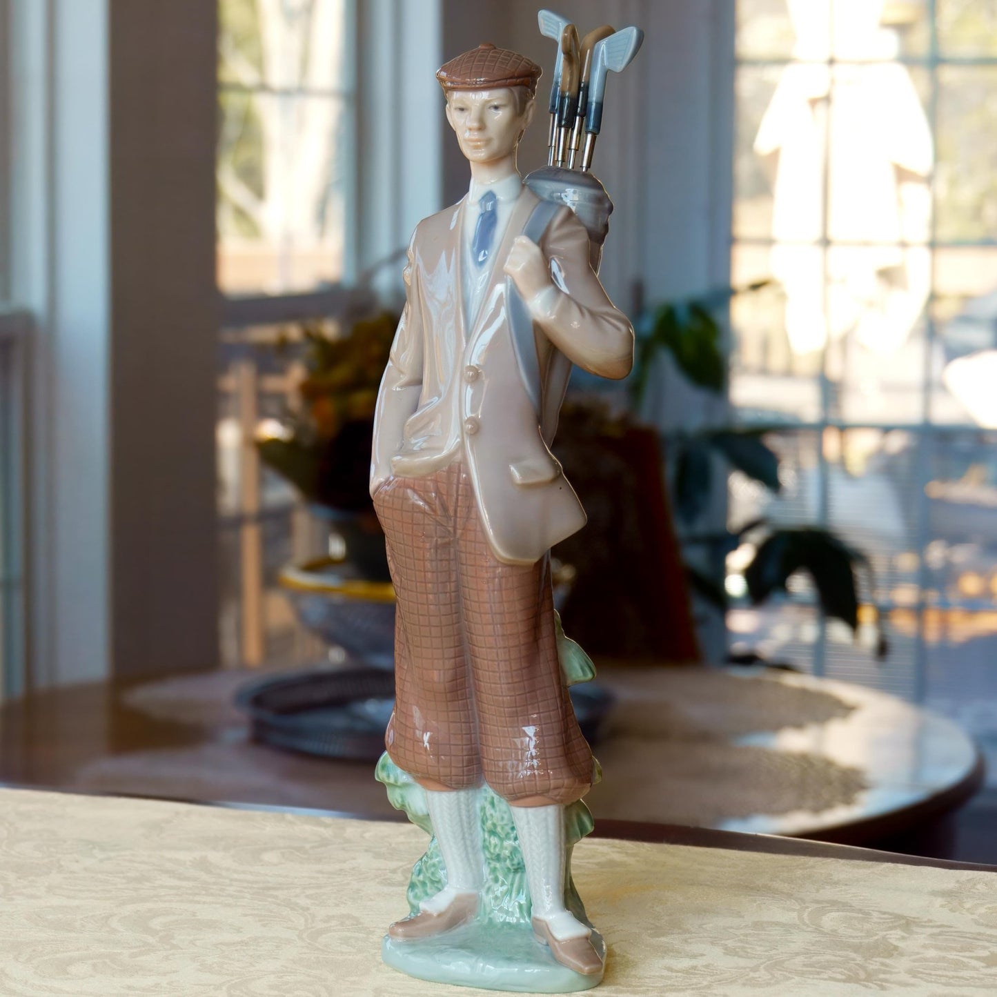 Lladro Large Golfer Porcelain Figurine | Lladro Waiting To Tee Off 5301 Fathers Day Gift for Dad Gift for Golfer Desk Decor Ralph Lauren Husband - Porcelain Figurine ClassyTea