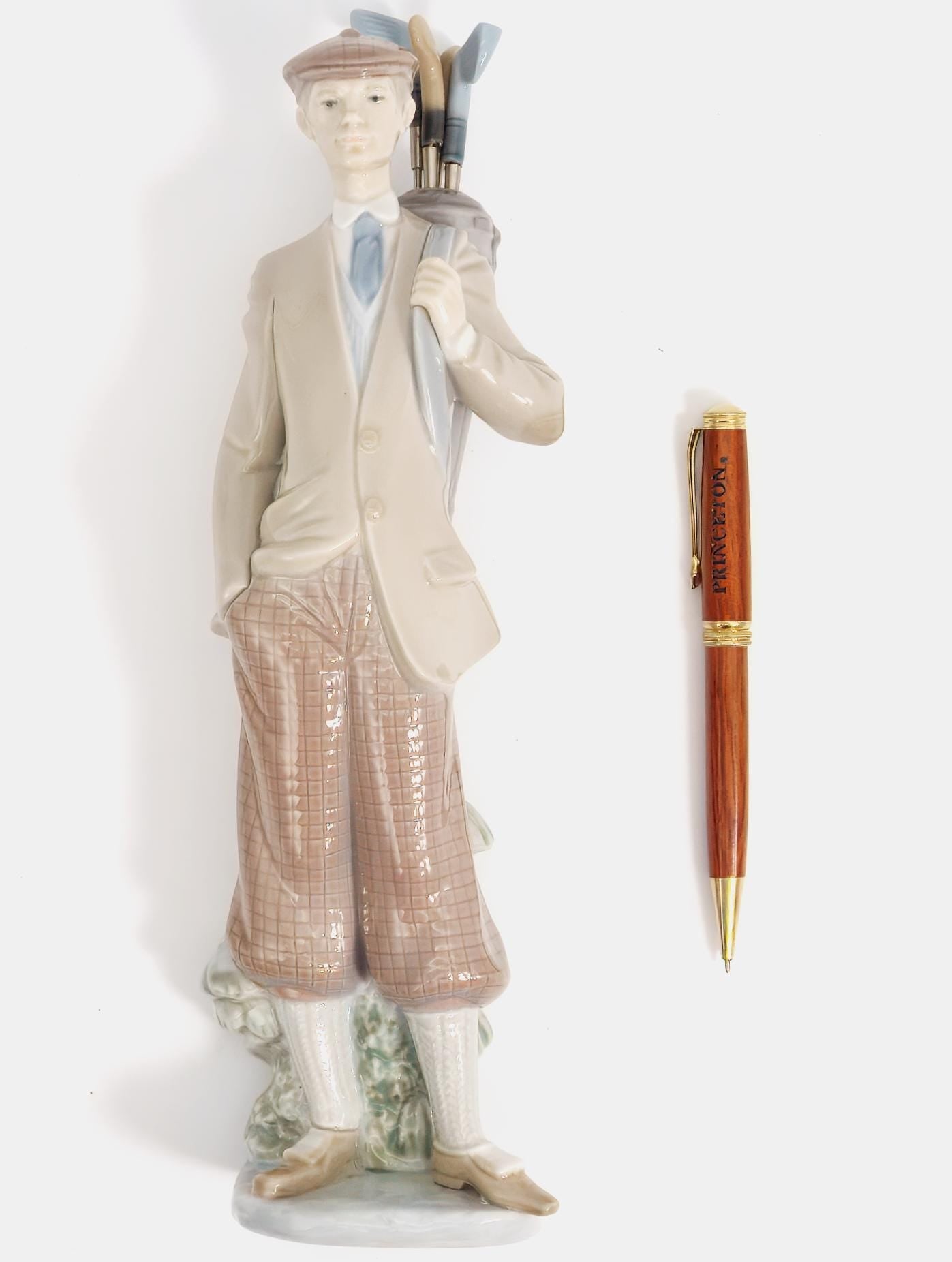 Lladro Large Golfer Porcelain Figurine | Lladro Waiting To Tee Off 5301 Fathers Day Gift for Dad Gift for Golfer Desk Decor Ralph Lauren Husband - Porcelain Figurine ClassyTea