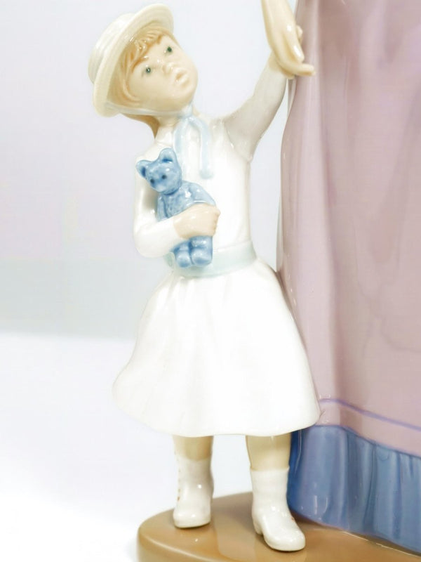 Lladro Large Lladro Porcelain Figurine Lady Walking with Girl 1353 | Mothers Day Gift for Wedding gift from aunt Graduation gift from mom Cabinet - Porcelain Figurine ClassyTea