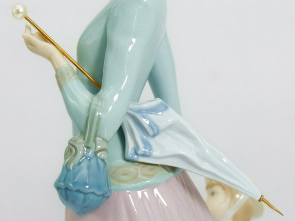 Lladro Large Lladro Porcelain Figurine Lady Walking with Girl 1353 | Mothers Day Gift for Wedding gift from aunt Graduation gift from mom Cabinet - Porcelain Figurine ClassyTea