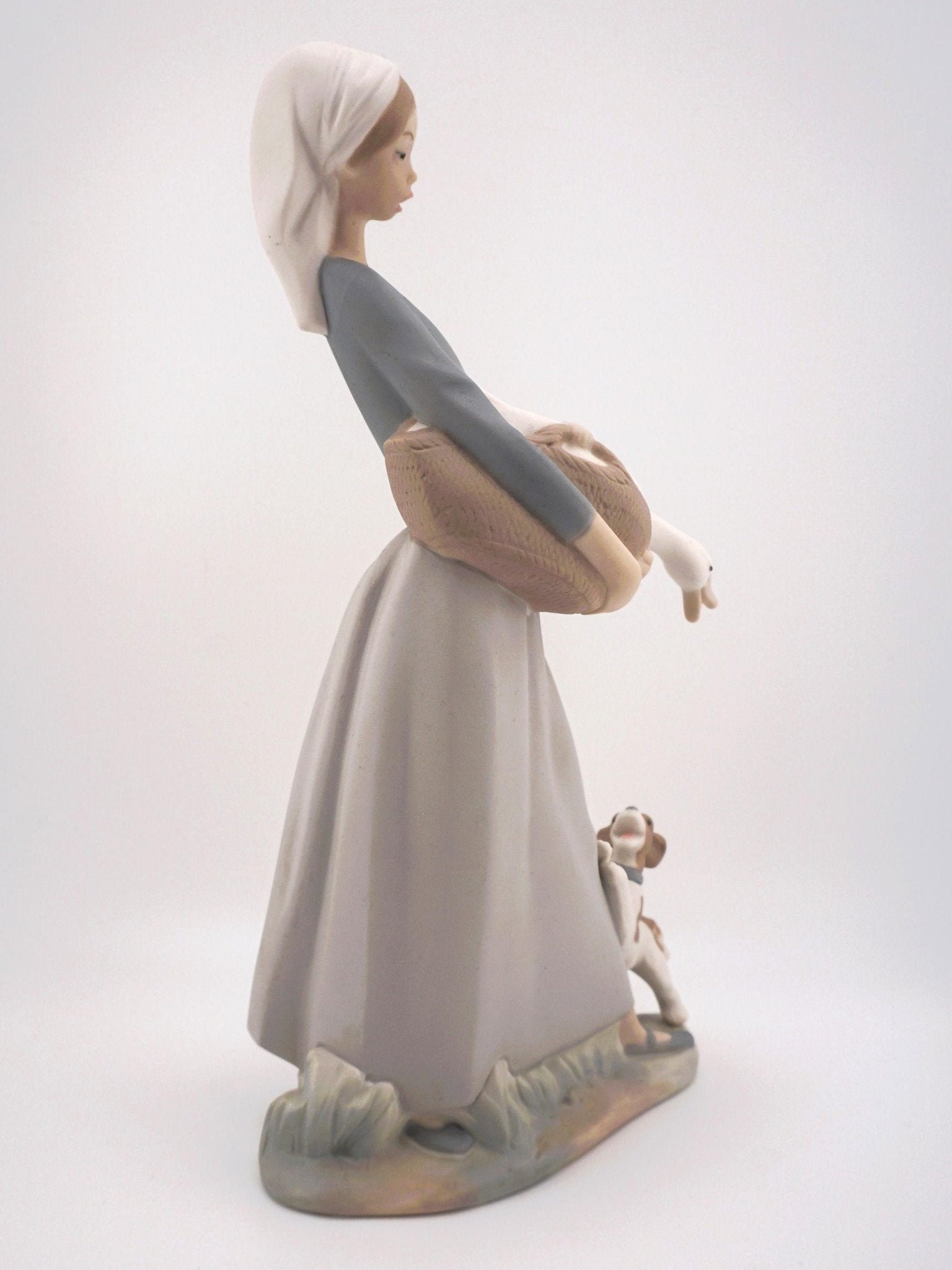 Lladro Lladro Girl with Goose and Dog figurine Matte porcelain Children with Animals collection Spanish art vintage gift for her collectible decor - Porcelain Figurine ClassyTea