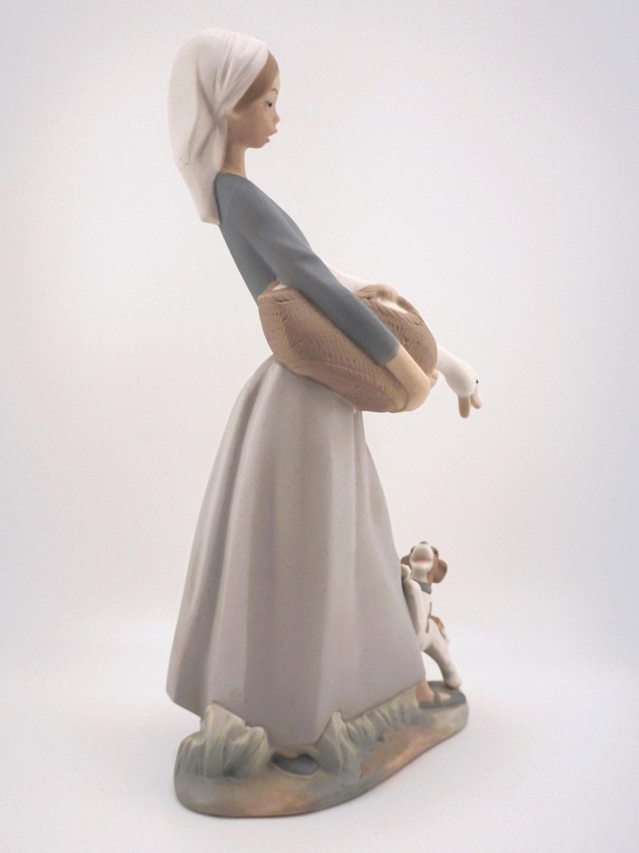 Lladro Lladro Girl with Goose and Dog figurine Matte porcelain Children with Animals collection Spanish art vintage gift for her collectible decor - Porcelain Figurine ClassyTea