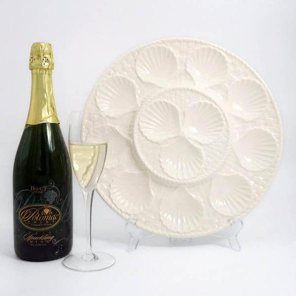 Longchamp 1950s Vintage Oyster Plate Longchamp French Country Coastal Tableware Beach House Decor Ceramic Antique Extra Large Platter Wall Hanging Art - Oyster Plate ClassyTea