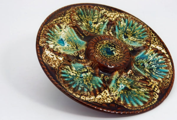 Marius Giuge Antique Oyster Plate For Beach House Decor | French Country Decor Lake House Vintage Oyster Plate Seafood Platter For Coastal Decor Majolica - Oyster Plate ClassyTea