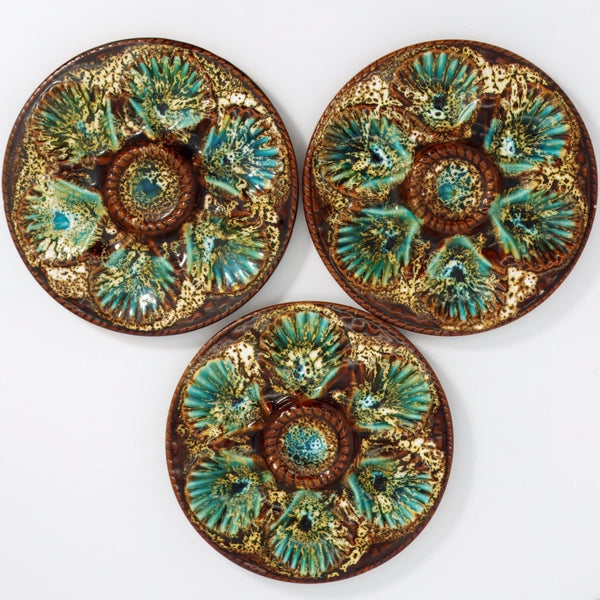 Marius Giuge Antique Oyster Plate For Beach House Decor | French Country Decor Lake House Vintage Oyster Plate Seafood Platter For Coastal Decor Majolica - Oyster Plate ClassyTea
