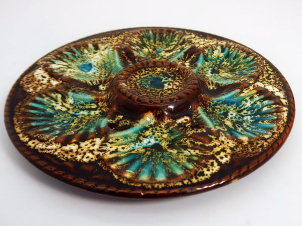 Marius Giuge Antique Oyster Plate For Beach House Decor | French Country Decor Lake House Vintage Oyster Plate Seafood Platter For Coastal Decor Majolica - Oyster Plate ClassyTea