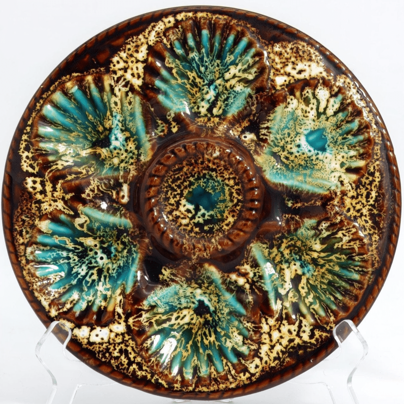Marius Giuge Marius Giuge Vintage Majolica Oyster Oyster Plate (1950s) | Earthenware - Oyster Plate ClassyTea