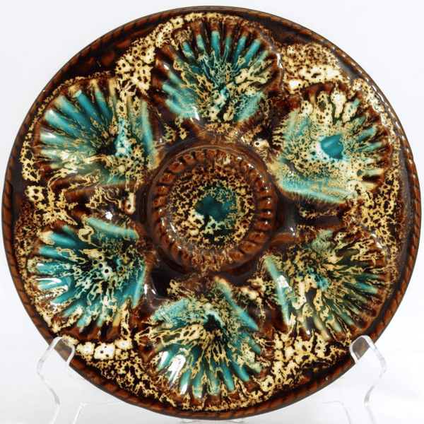 Marius Giuge Marius Giuge Vintage Majolica Oyster Oyster Plate (1950s) | Earthenware - Oyster Plate ClassyTea