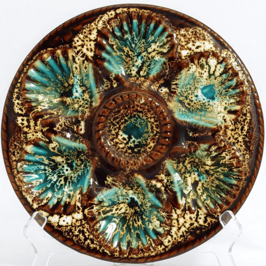 Marius Giuge Majolica Oyster Plate (10") | Vintage Earthenware