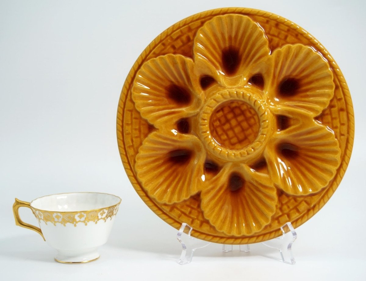 Marius Giuge (1909-1980) 制作 牡蠣用のお皿 *状態良 Marius Giuge Sunflower Oyster Plate Set (1950s