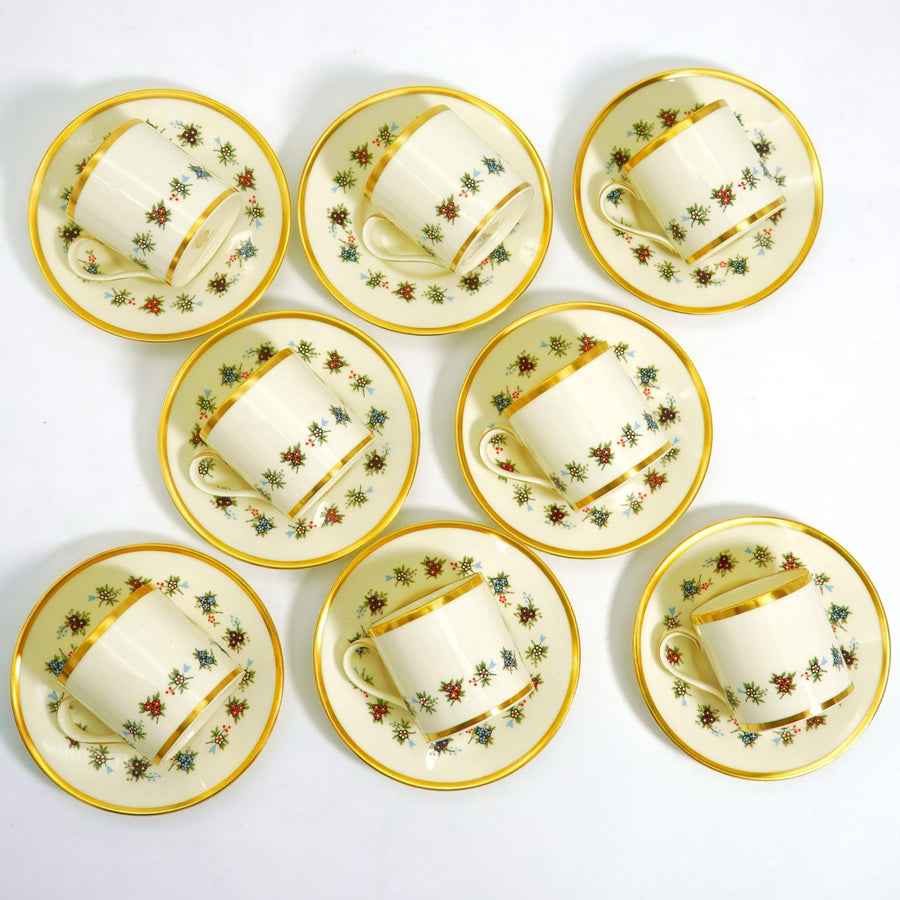 Minton Mirabeau Demitasse Cups & Saucers, Set of 8 | Vintage Fine Bone China