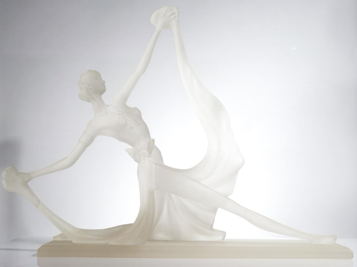 Monique Sculptures Large Frosted Ballerina Sculpture - The Dawn Dancer by Monique Sculptures Vintage Lucite Art Deco Ballet Gift for teacher dance Studio Decor - Lucite Sculpture ClassyTea