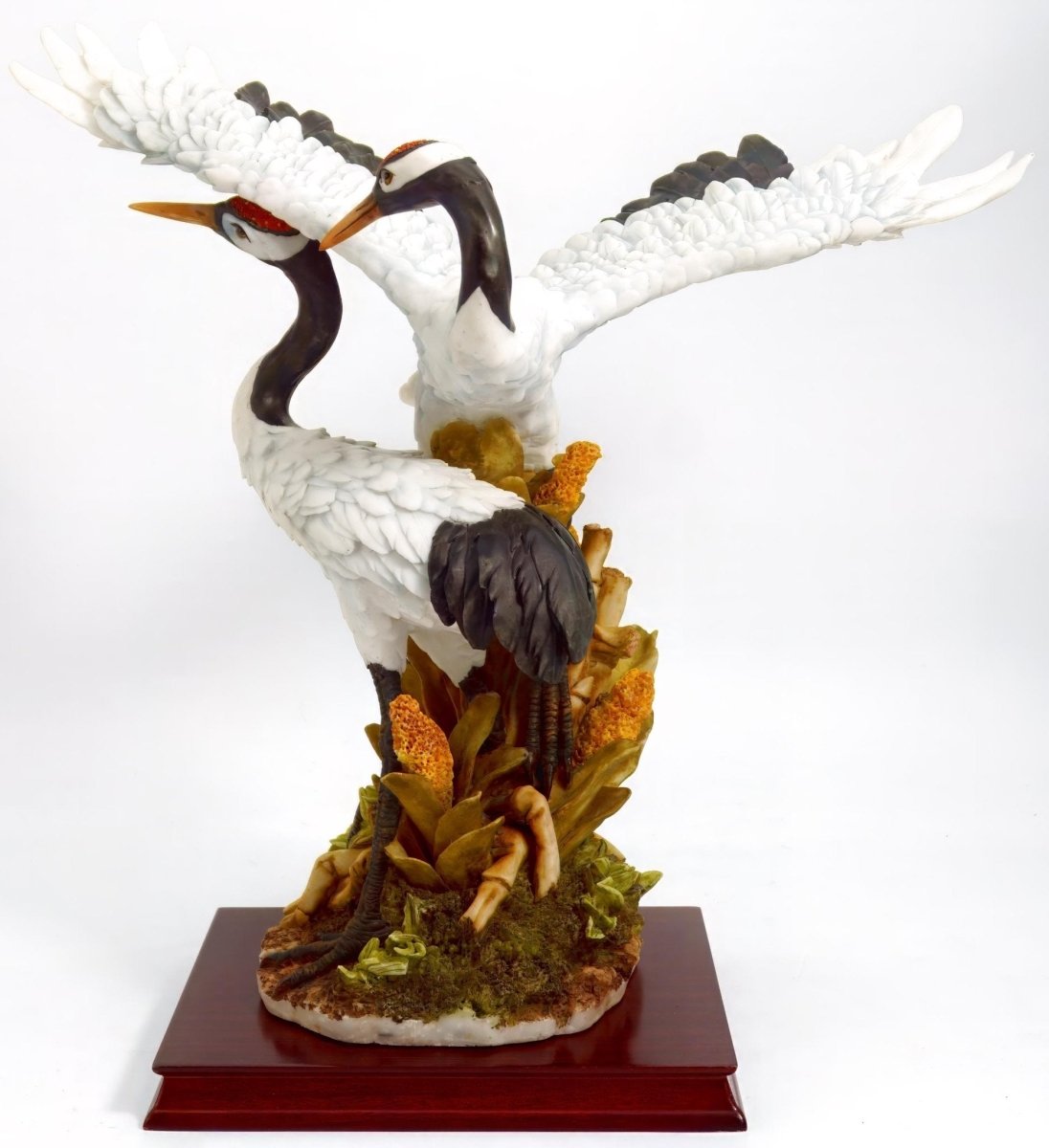 Montefiori Montefiori Whooping Cranes Statue Large Italian Bird Figurine Coastal Decor Lake House Decor Feng Shui Rustic Hunter lodge Decor Entry Way - Porcelain Sculpture ClassyTea