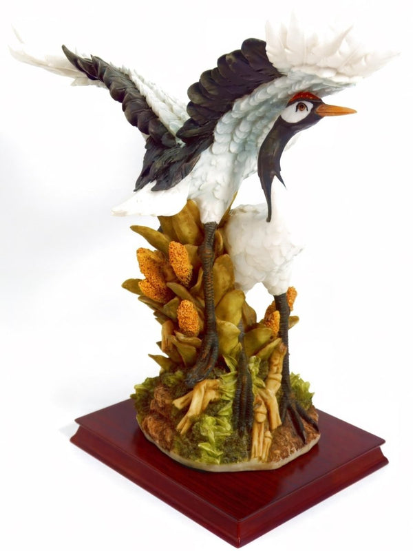 Montefiori Montefiori Whooping Cranes Statue Large Italian Bird Figurine Coastal Decor Lake House Decor Feng Shui Rustic Hunter lodge Decor Entry Way - Porcelain Sculpture ClassyTea